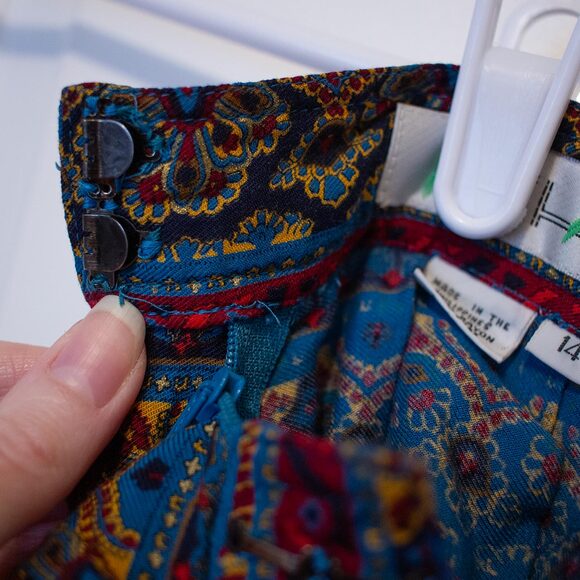 VTG 14 Paisley Midi Skirt Boho Festival Global Mosaic Folk Print | Dark Autumn - Picture 7 of 8